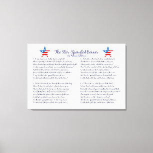 Star Spangled Banner Four Verses and Stars Canvas Print