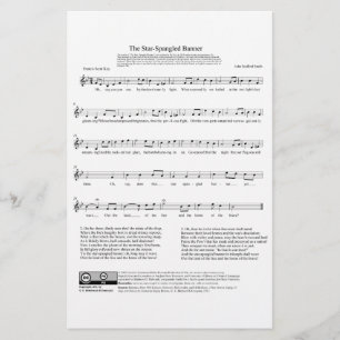 Star-Spangled Banner National Anthem Music Sheet Stationery