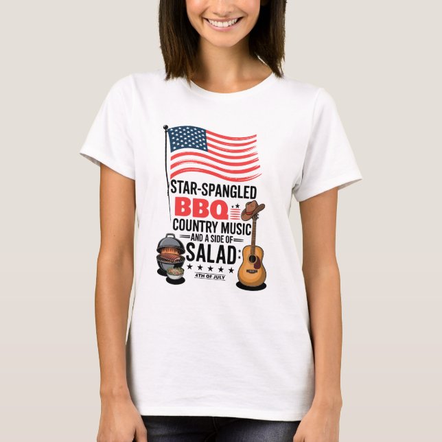 Star Spangled BBQ Country Music Salad 4th Of July T-Shirt (Front)
