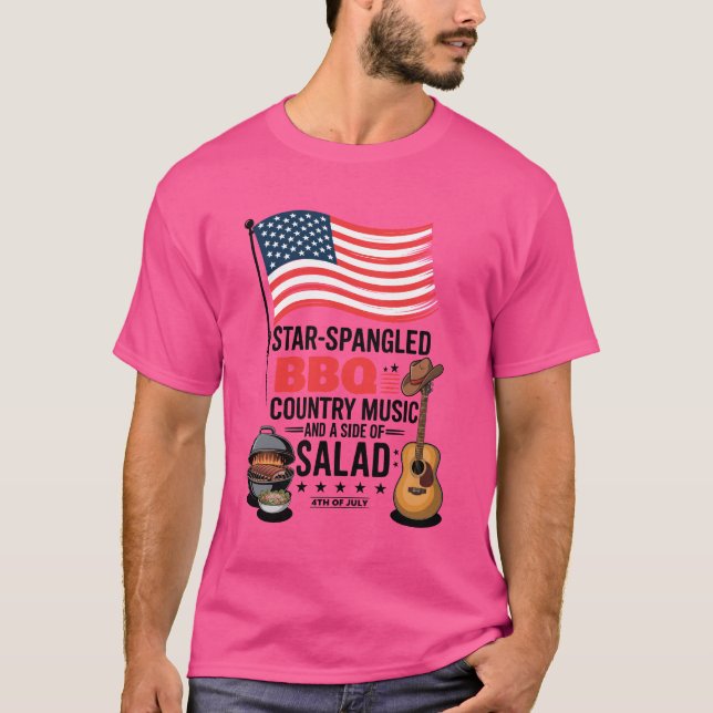 Star Spangled BBQ Country Music Salad 4th Of July T-Shirt (Front)