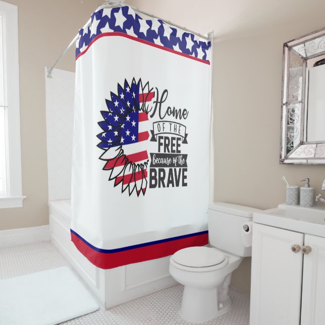 Star-Spangled Bloom: A Tribute to Freedom Shower Curtain (In Situ)