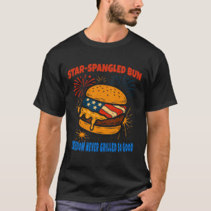 Star Spangled Burger 4th of July Patriotic BBQ T-Shirt