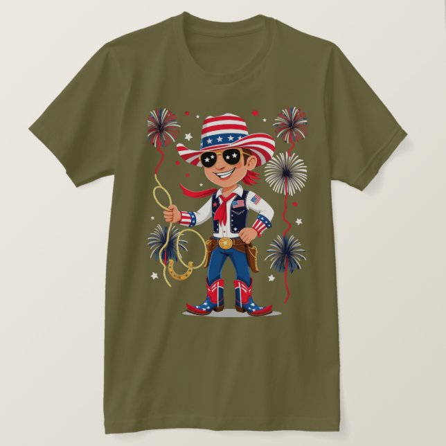 Star-Spangled Cowboy – 4th of July Celebration Des T-Shirt (Design Front)
