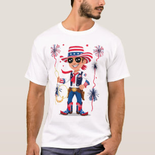 Star-Spangled Cowboy – 4th of July Celebration Des T-Shirt