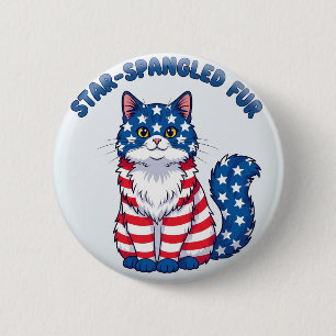Star-Spangled Fur – Patriotic Cat Button