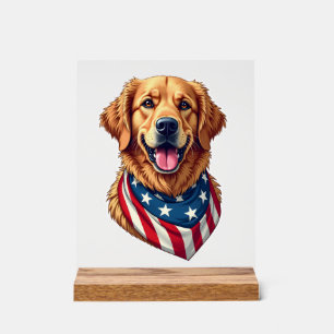Star Spangled Golden Retriever Vintage Tee 4 Acrylic Sign