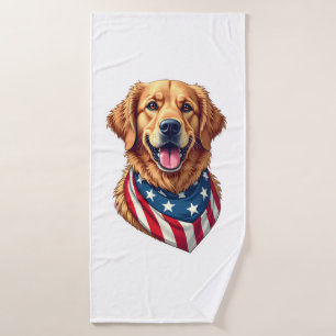 Star Spangled Golden Retriever Vintage Tee 4 Bath Towel