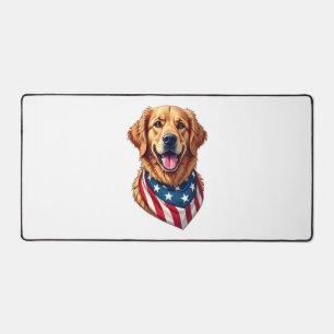 Star Spangled Golden Retriever Vintage Tee 4 Desk Mat
