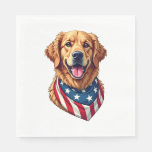 Star Spangled Golden Retriever Vintage Tee 4 Napkin