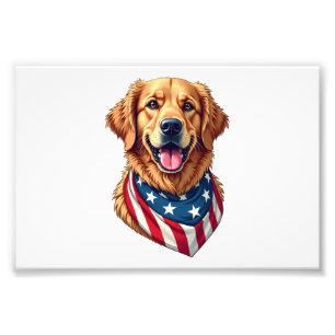 Star Spangled Golden Retriever Vintage Tee 4 Photo Print