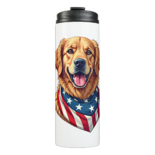 Star Spangled Golden Retriever Vintage Tee 4 Thermal Tumbler