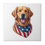 Star Spangled Golden Retriever Vintage Tee 4 Tile<br><div class="desc">Star Spangled Golden Retriever Vintage Tee 4</div>
