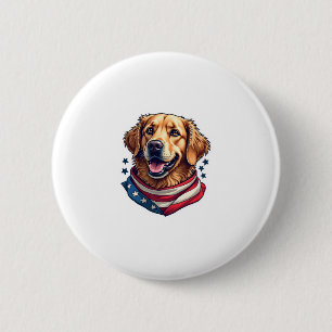 Star Spangled Golden Retriever Vintage Tee 6 Cm Round Badge