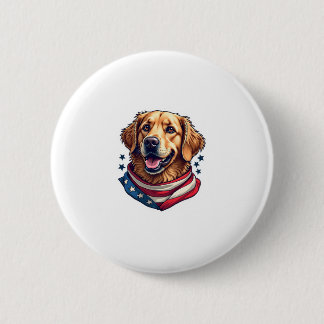 Star Spangled Golden Retriever Vintage Tee 6 Cm Round Badge