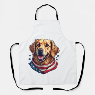 Star Spangled Golden Retriever Vintage Tee Apron