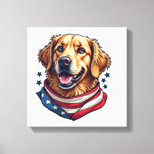 Star Spangled Golden Retriever Vintage Tee Canvas Print