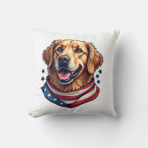 Star Spangled Golden Retriever Vintage Tee Cushion