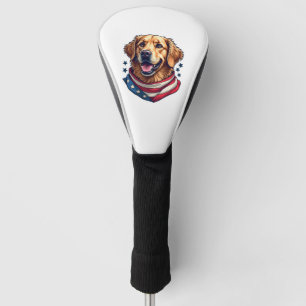 Star Spangled Golden Retriever Vintage Tee Golf Head Cover