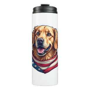 Star Spangled Golden Retriever Vintage Tee Thermal Tumbler