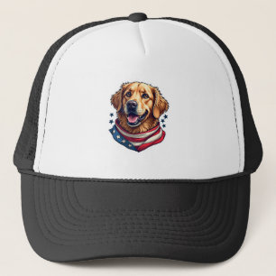 Star Spangled Golden Retriever Vintage Tee Trucker Hat