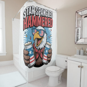 Star Spangled Hammered Funny USA Party Eagle Shower Curtain