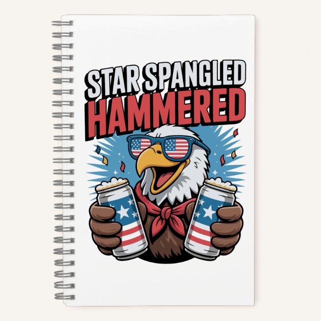 Star Spangled Hammered Patriotic Party Organiser Notebook (Front)