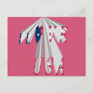 Star-Spangled Statement: Graphic I Love USA Design Postcard