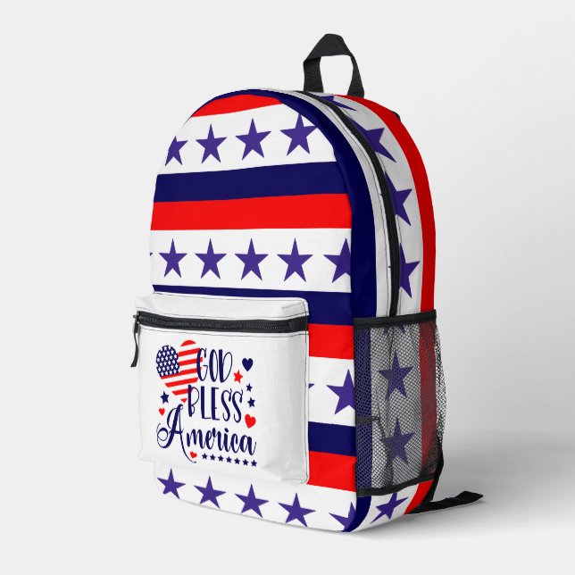 Star Spangled Stripes Print Cut Sew Backpack (Back Corner Right)