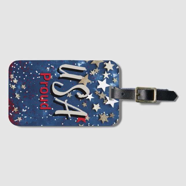 Star Spangled USA Proud Luggage Tag (Front Horizontal)