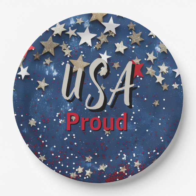 Star Spangled USA Proud Paper Plate (Front)
