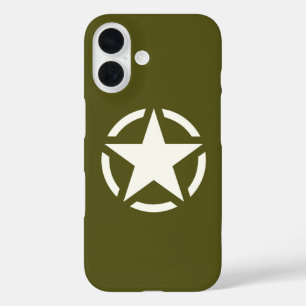 Star Stencil Classic on Khaki Green iPhone 16 Case