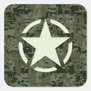 Star Stencil Digital Woodland Square Sticker