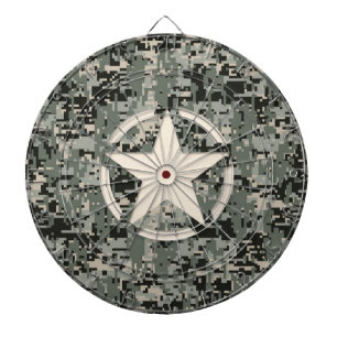 Star Stencil on Digital Camouflage Dartboard