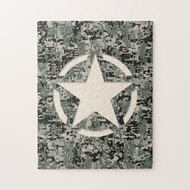Star Stencil on Digital Camouflage Jigsaw Puzzle (Vertical)