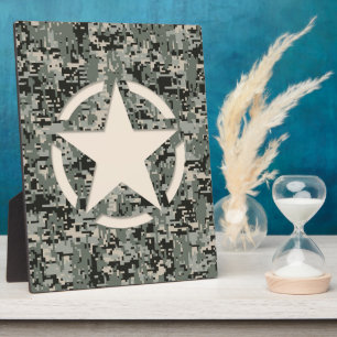 Star Stencil on Digital Camouflage Plaque