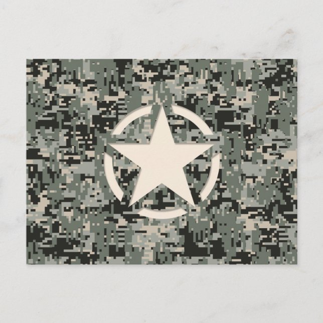 Star Stencil on Digital Camouflage Postcard (Front)