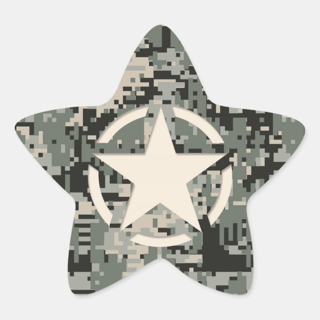 Star Stencil on Digital Camouflage Star Sticker (Front)
