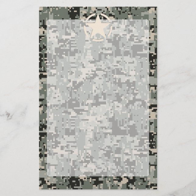 Star Stencil on Digital Camouflage Stationery (Front)