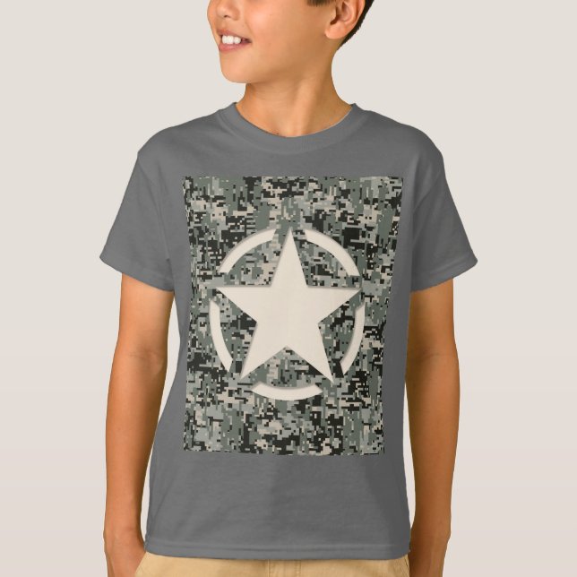 Star Stencil on Digital Camouflage T-Shirt (Front)