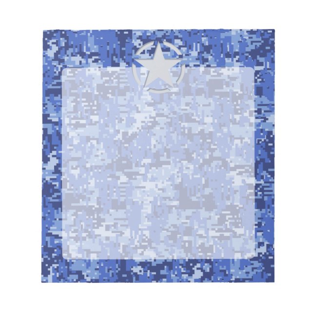 Star Stencil Retro Navy Blue Camouflage Notepad (Front)