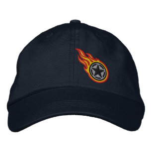 Star Stencil Retro Racing Flames Bullet Embroidery Embroidered Hat