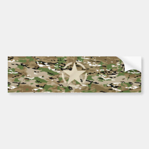 Star Stencil Vintage Camouflage Decor Bumper Sticker