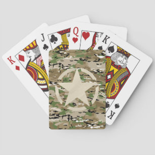 Star Stencil Vintage Camouflage Decor Playing Cards
