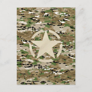 Star Stencil Vintage Camouflage Decor Postcard