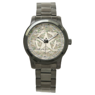 Star Stencil Vintage Camouflage Decor Watch