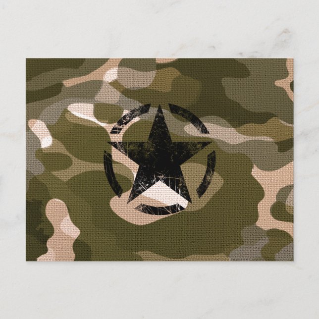 Star Stencil Vintage on Camouflage Postcard (Front)
