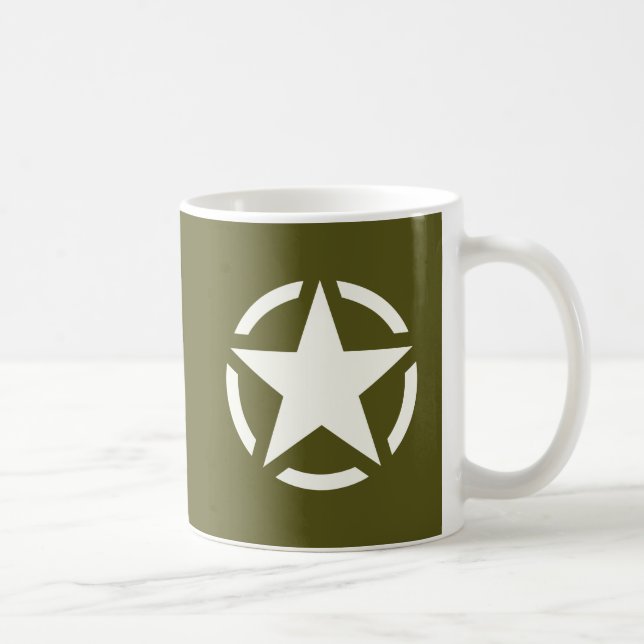 Star Stencil Vintage on Khaki Green Coffee Mug (Right)