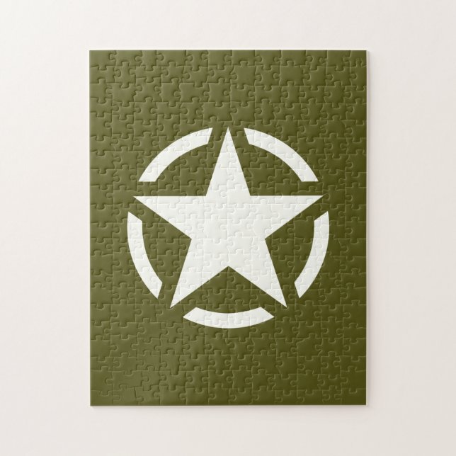 Star Stencil Vintage on Khaki Green Jigsaw Puzzle (Vertical)