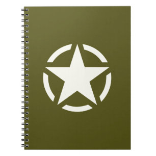 Star Stencil Vintage on Khaki Green Notebook