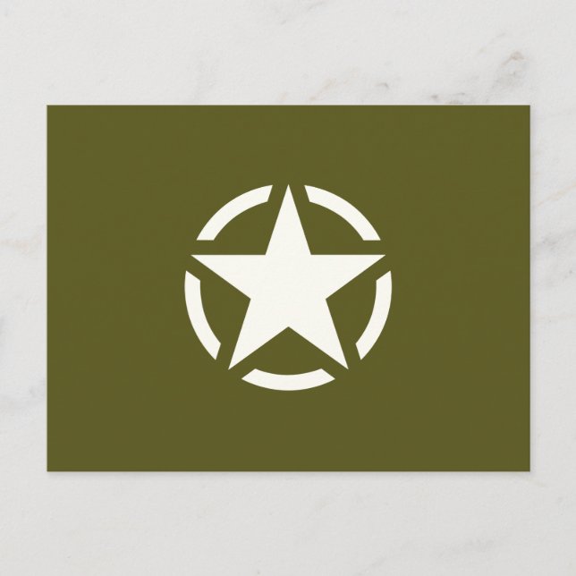 Star Stencil Vintage on Khaki Green Postcard (Front)